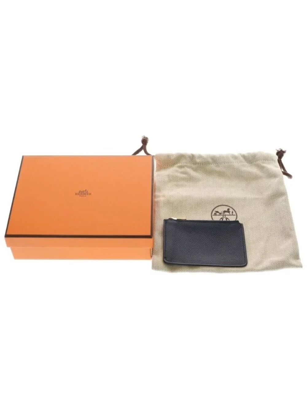 Hermes Constance Slim Epsom Gold Pouch Wallet Compact Navy